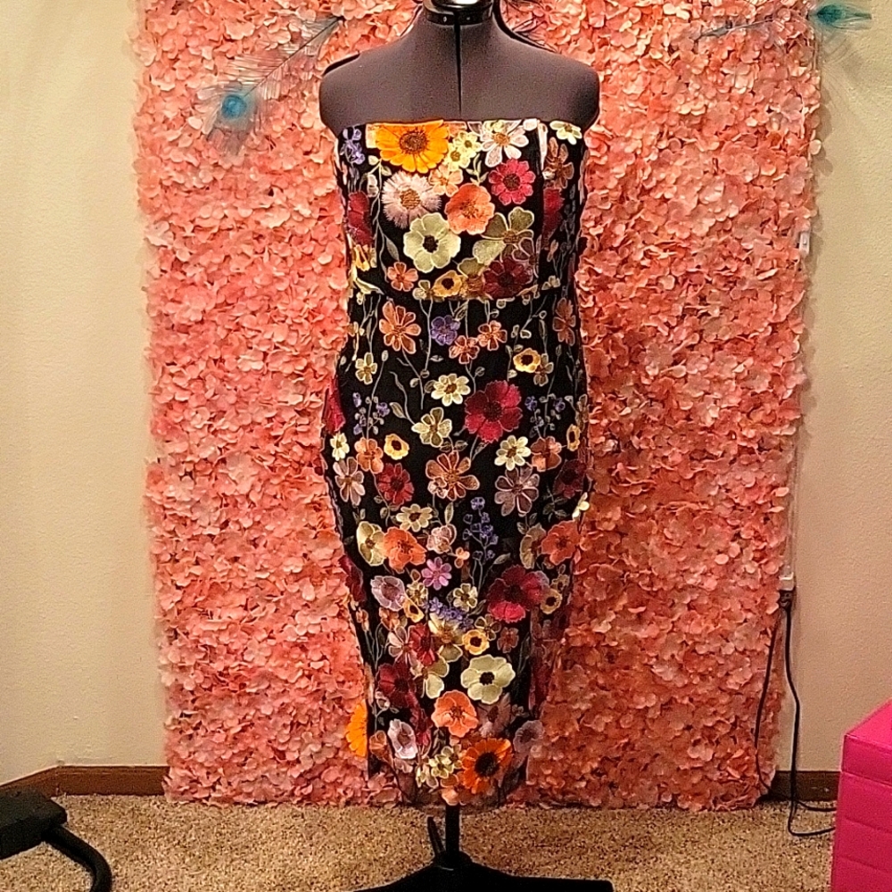 Strapless Flower Party Dress